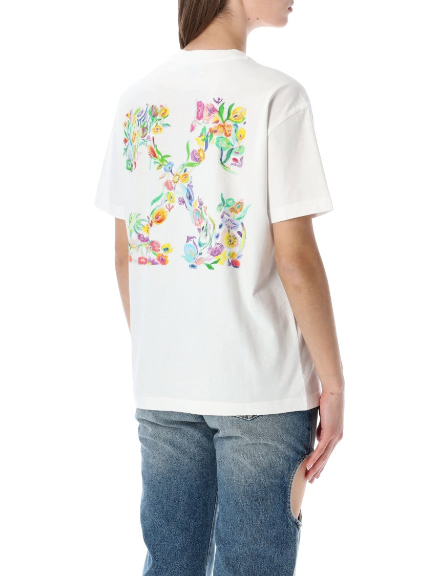 Off-White Arrow Floral Print Cotton T-Shirt
