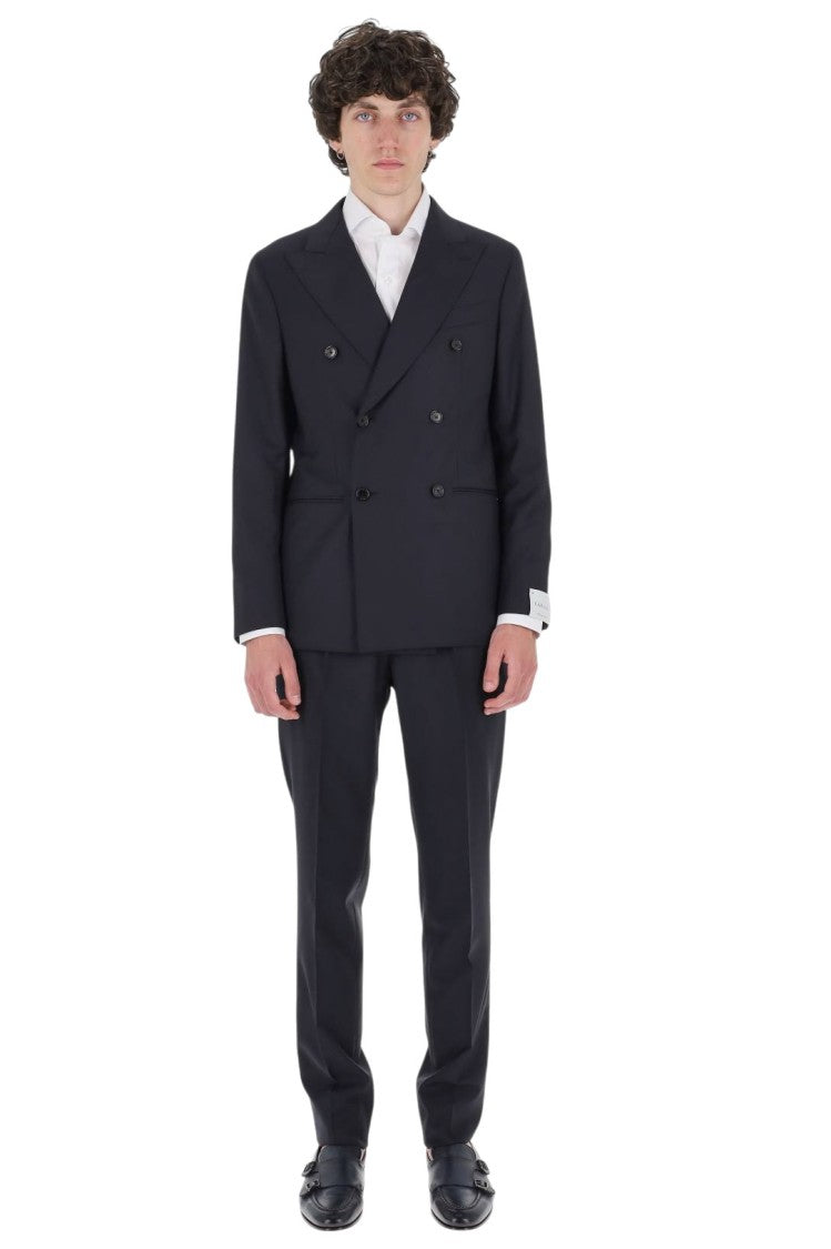 Caruso Blue Miura Double-Breasted Wool Suit