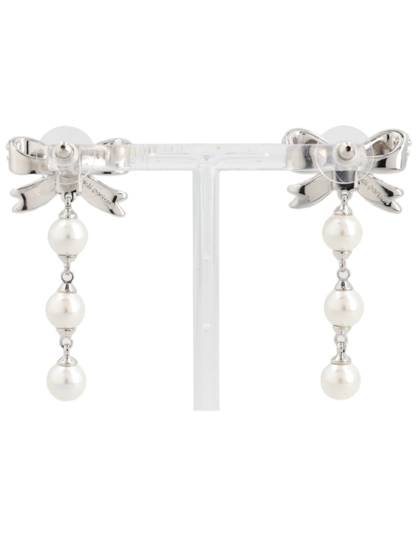 Self-Portrait Silver Bow-Design Drop Earrings