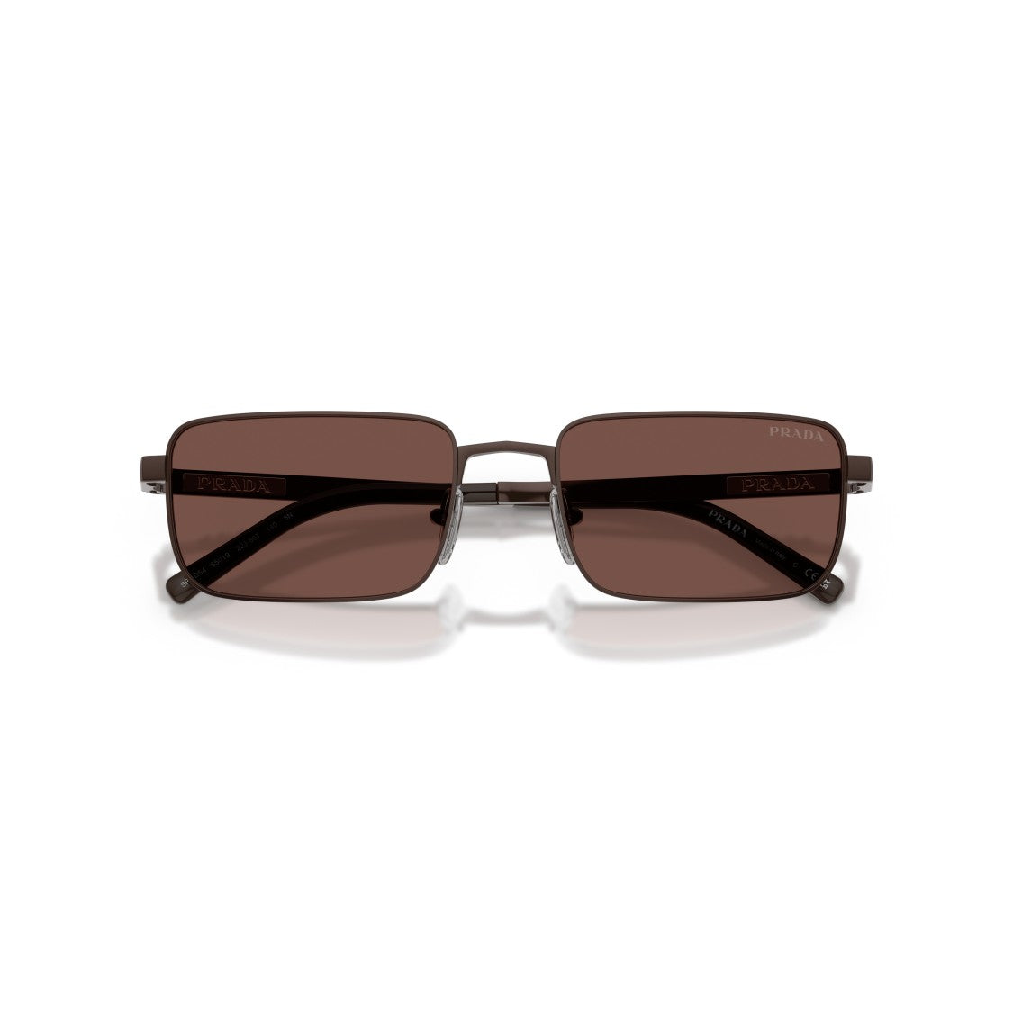 Prada Rectangular Metal Frame Sunglasses With Adjustable Nose Pads