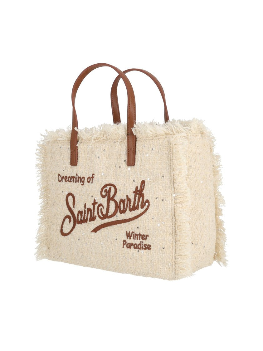 Mc2 Saint Barth Multicolor Colette Tweed Mini Sequins Fringed Handbag