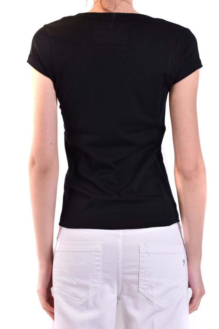 Dondup Fitted V-Neck T-Shirt In Soft Black Cotton