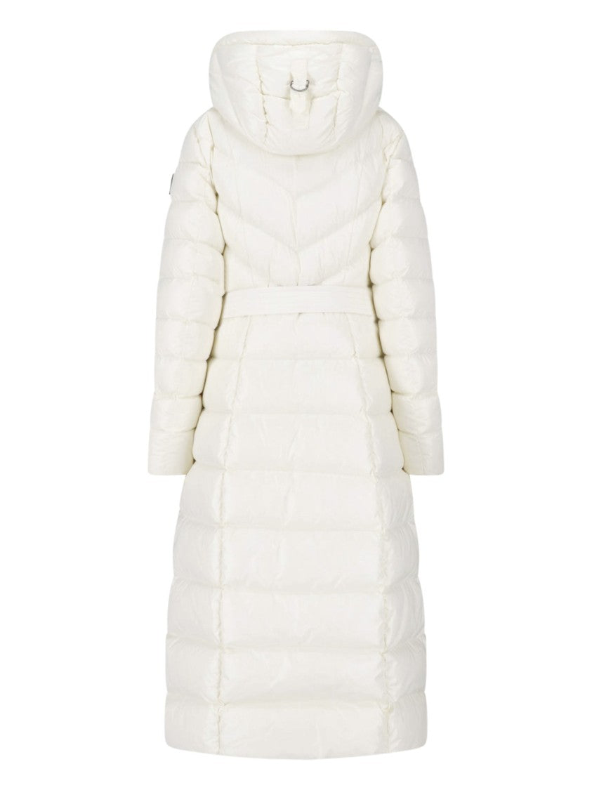 Mackage White Calina Waterproof Belted Down Jacket