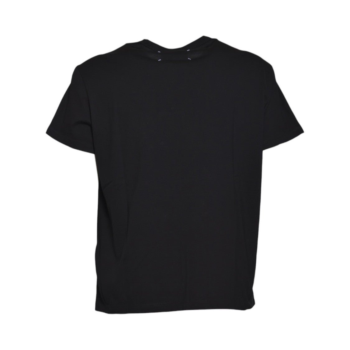 Maison Margiela Minimalist Black Cotton T-Shirt With Upside-Down Logo
