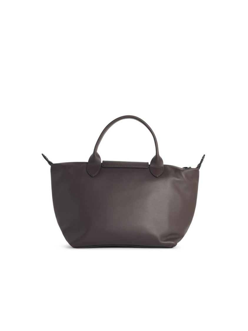Longchamp 'S Le Pliage Xtra' Leather 'Moka' Handle Bag