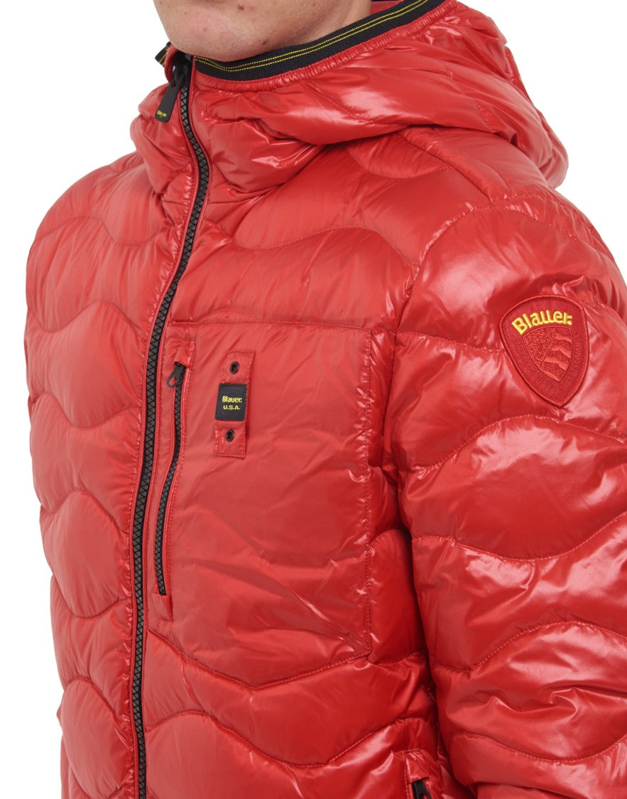 Blauer Red Micro-Ripstop Polyester Wave-Quilted Puffer Jacket