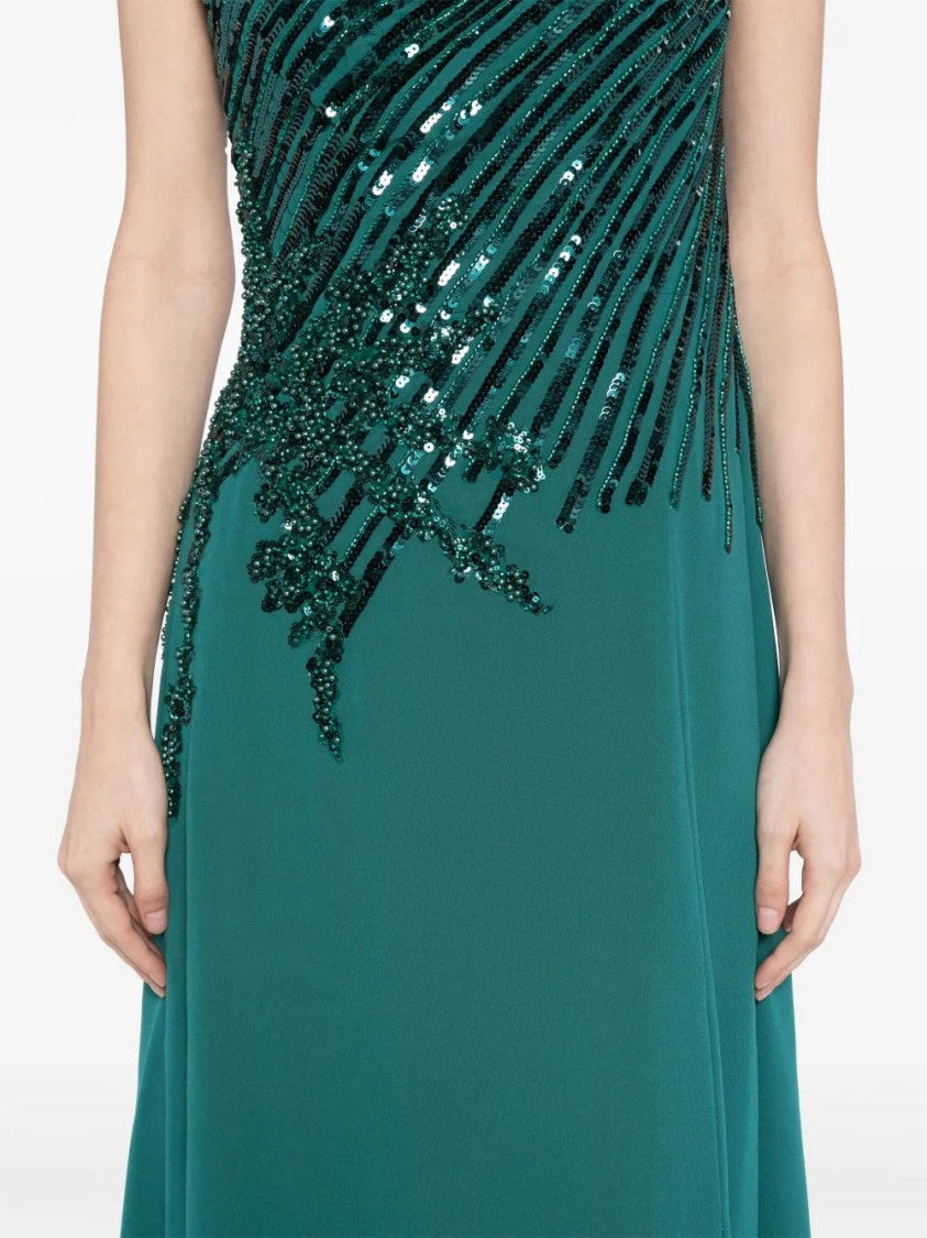 Saiid Kobeisy One Shoulder Sequin Long Dress