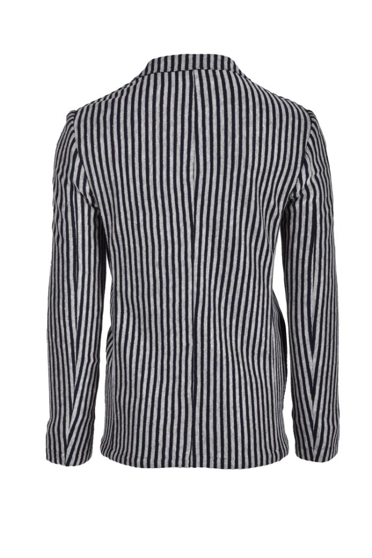 Laboratori Italiani Tailored Blue And Beige Striped Jacket