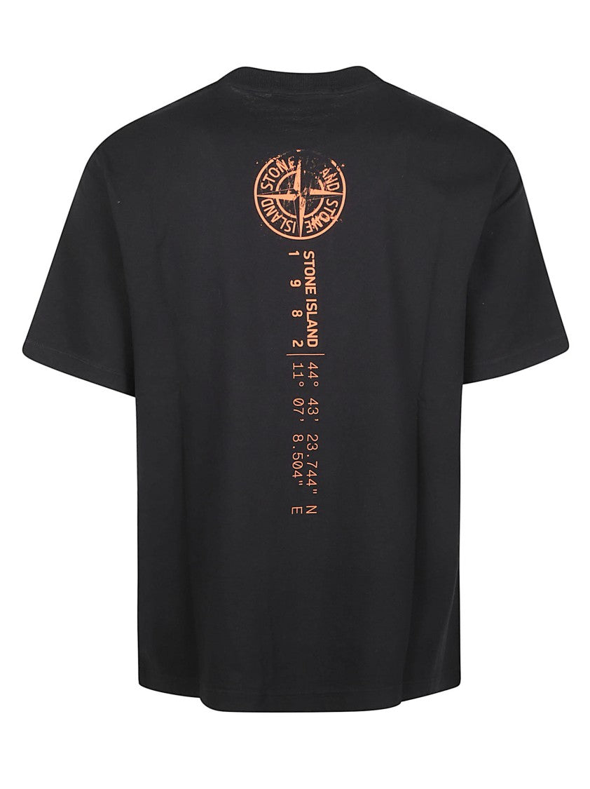 Stone Island Black Logo Short-Sleeve Cotton T-Shirt