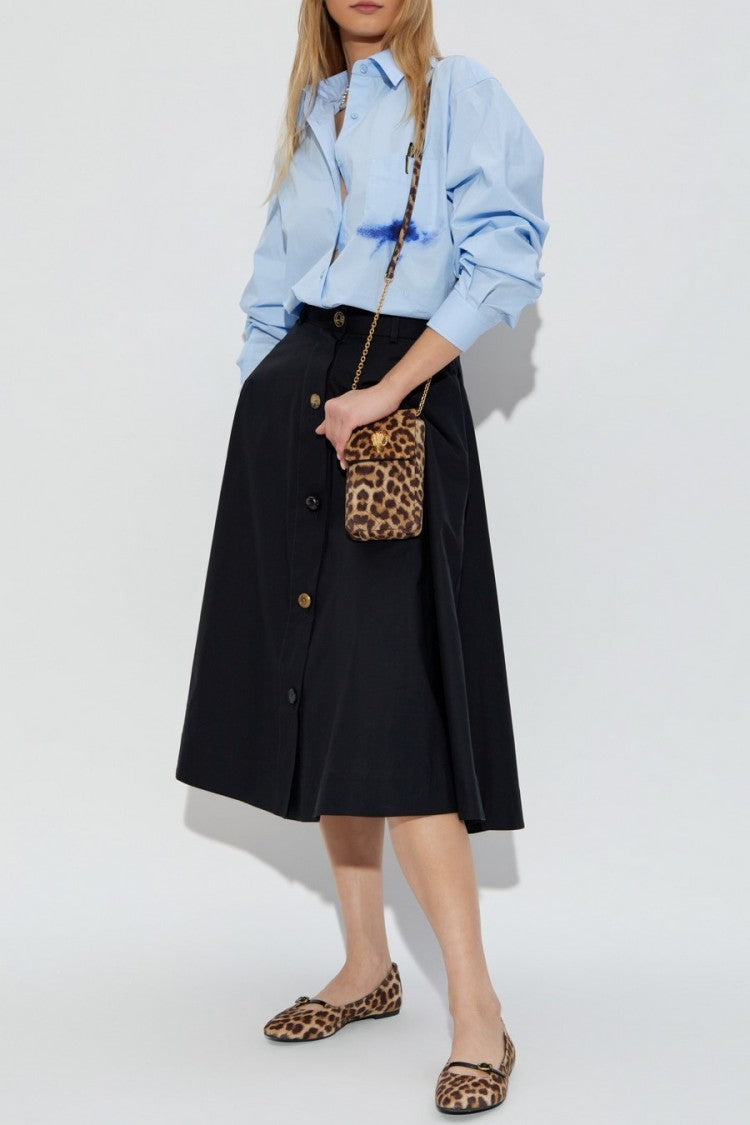 Moschino A-Line Black Skirt With Button-Down Front