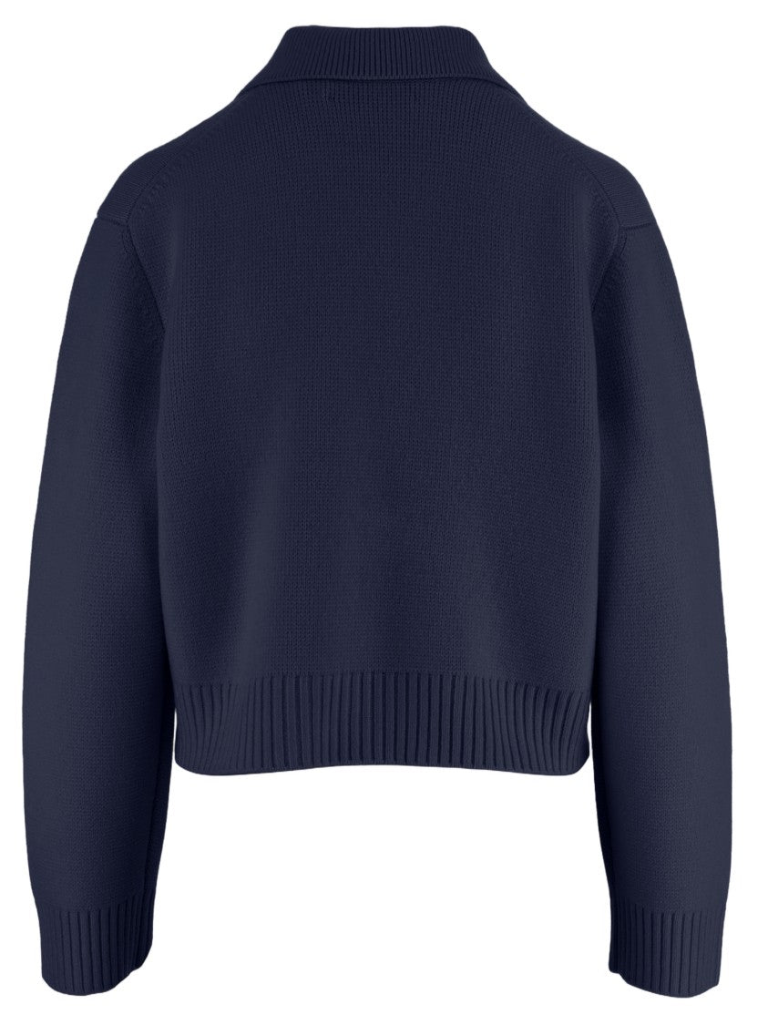 Arch4 Double-Breasted Navy Cashmere Jacket With Classic Collar