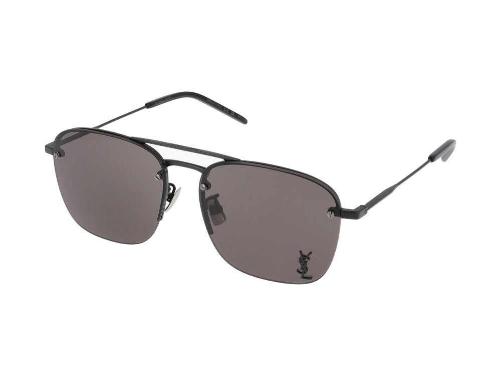 Saint Laurent Black Square-Shaped Metal Sunglasses