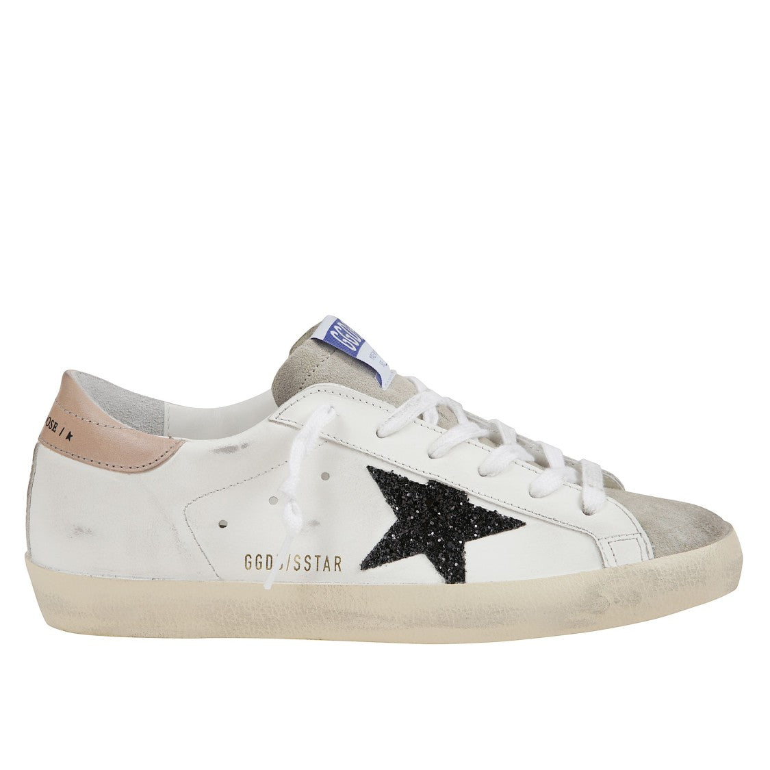 Golden Goose White Leather Sneakers With Glitter Star
