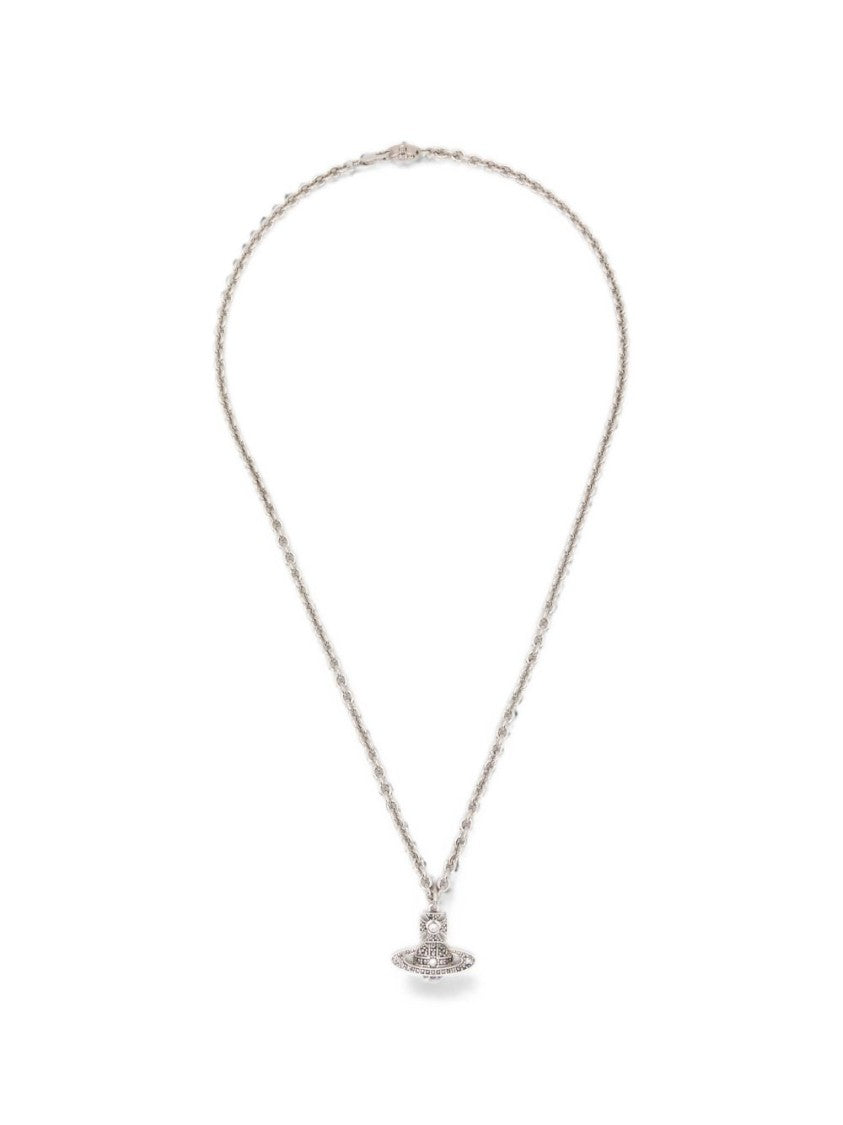 Vivienne Westwood Silver Orb Pendant Embedded Stones Necklace