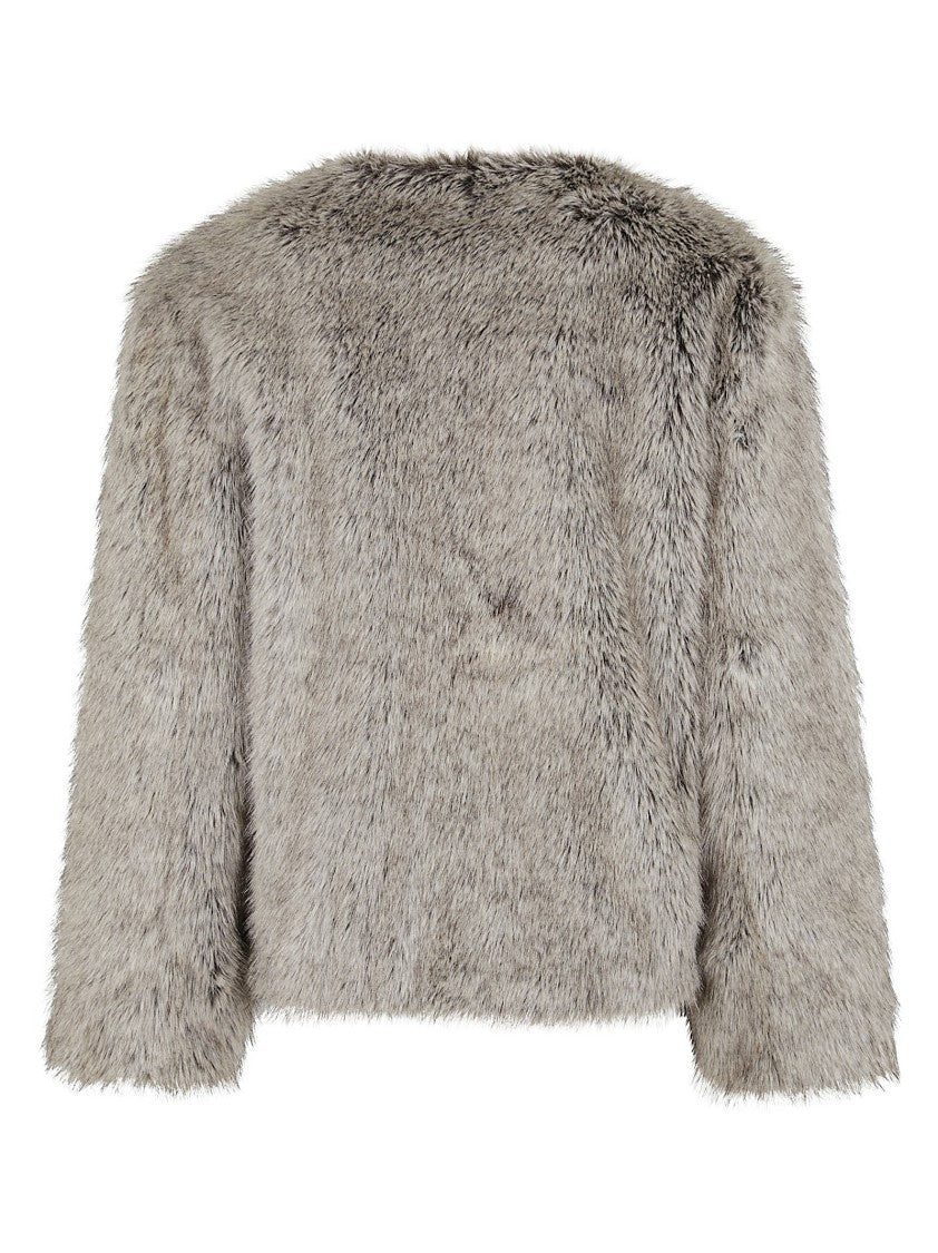 Antonelli Cropped Faux Fur Jacket With Round Neckline And Relaxed Fit