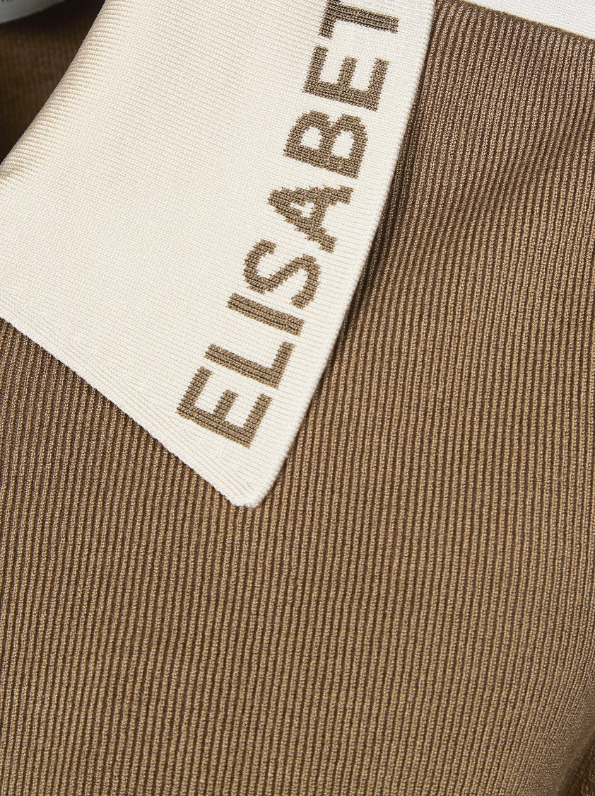 Elisabetta Franchi Brown Ribbed Contrasting Accents Jacket