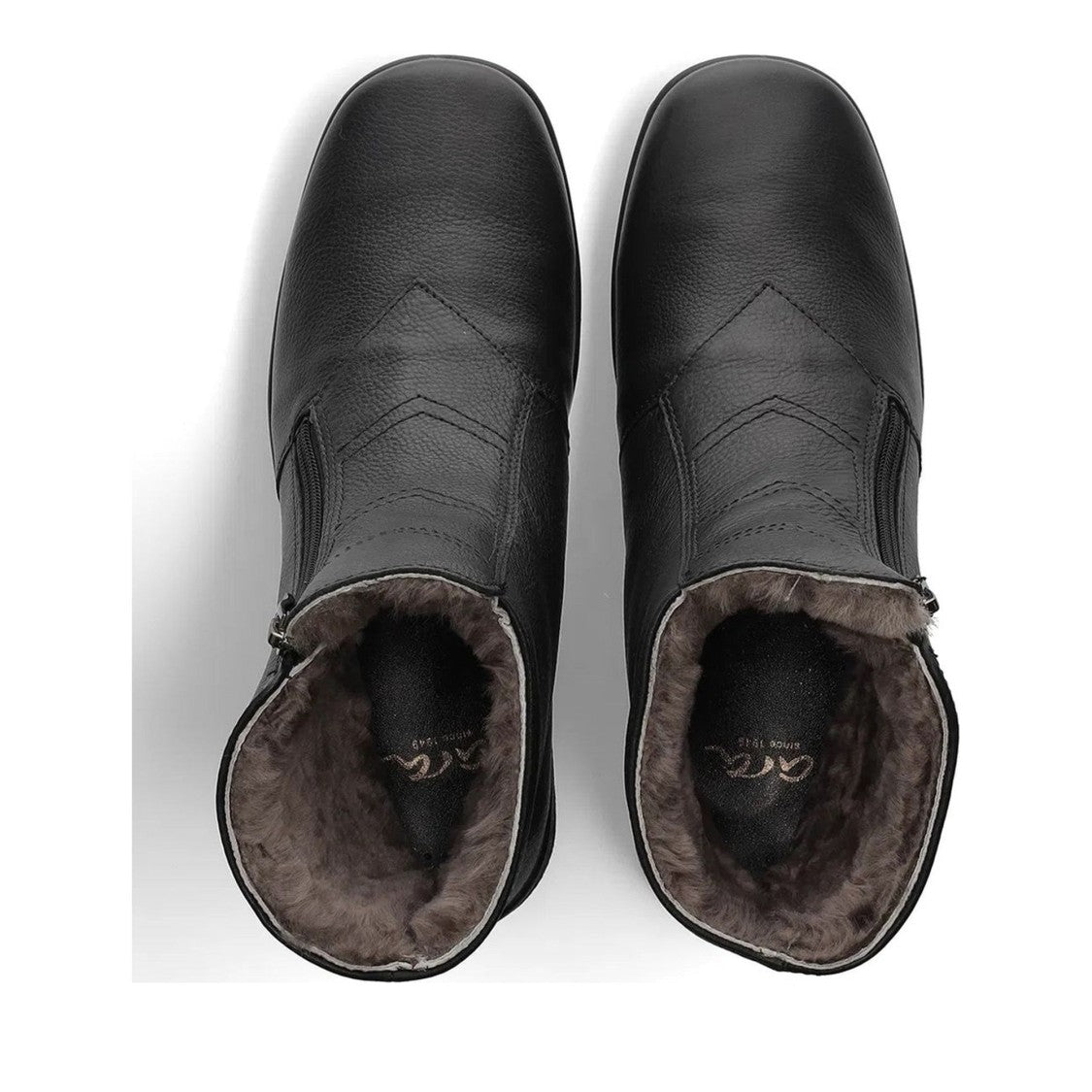 Ara Black München Leather Wedge Boots