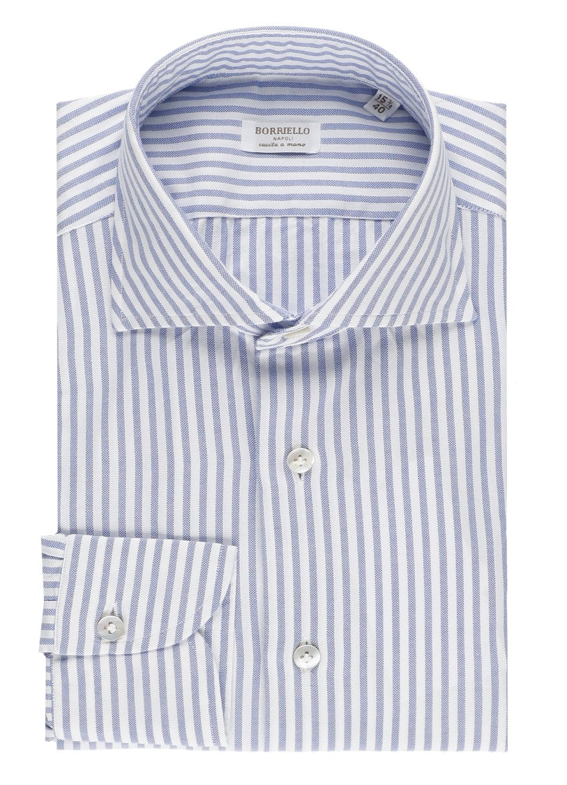 Borriello Blue Striped Cotton Casual Shirt