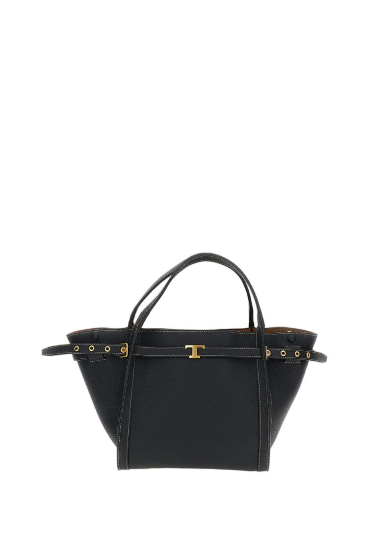 Tod's Black Tim Shopping Hammered Leather Tote Bag