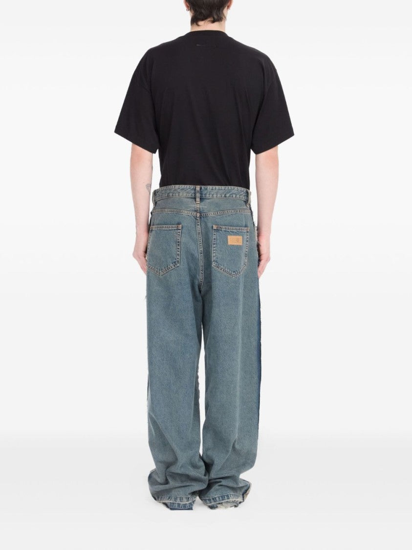 Mm6 By Maison Margiela Relaxed Fit Distressed Wide-Leg Jeans