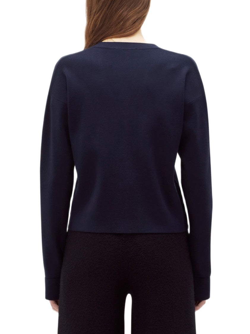 Blugirl Textured Cropped Sweater With Deep V-Neckline