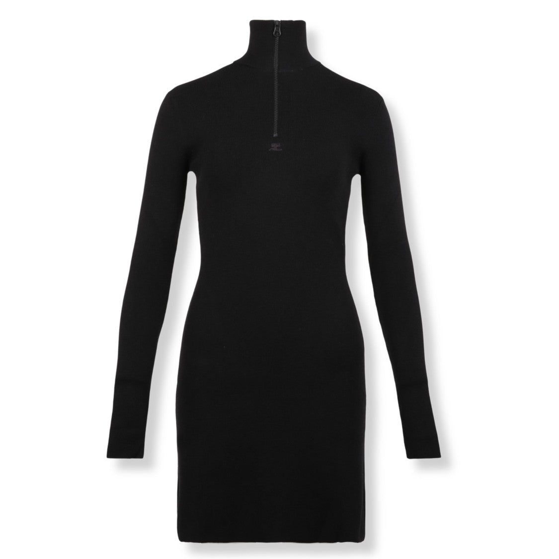 Courrèges Mockneck Zippered Midi Dress With Streamlined Silhouette