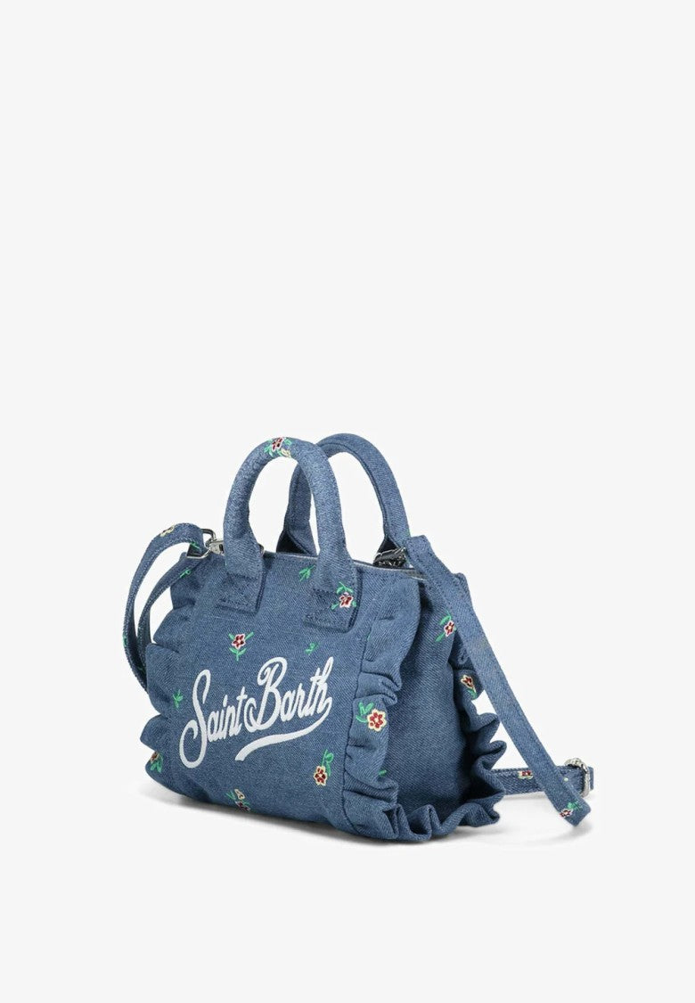 Mc2 Saint Barth Rectangular Handbag With Floral Embroidery