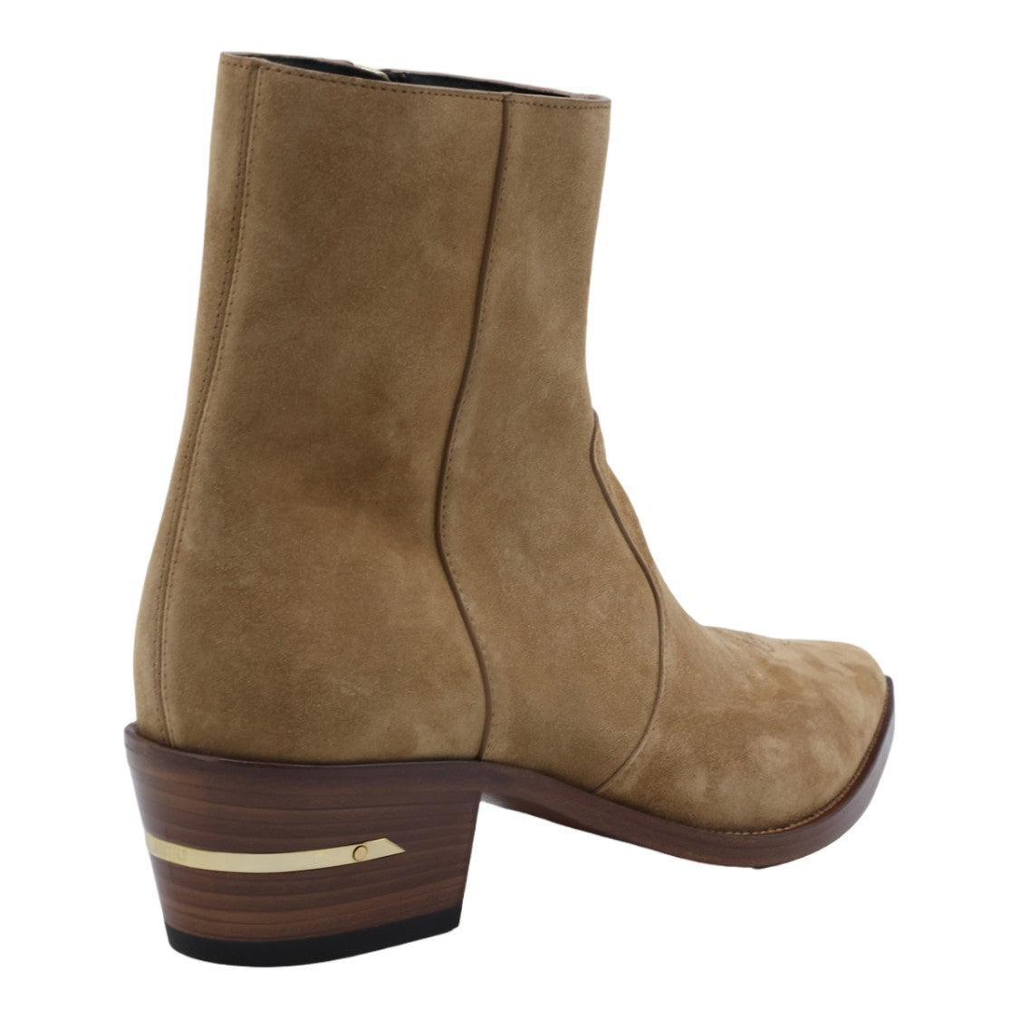 Amiri Tan Suede Pointed-Toe Wooden Heel Boots