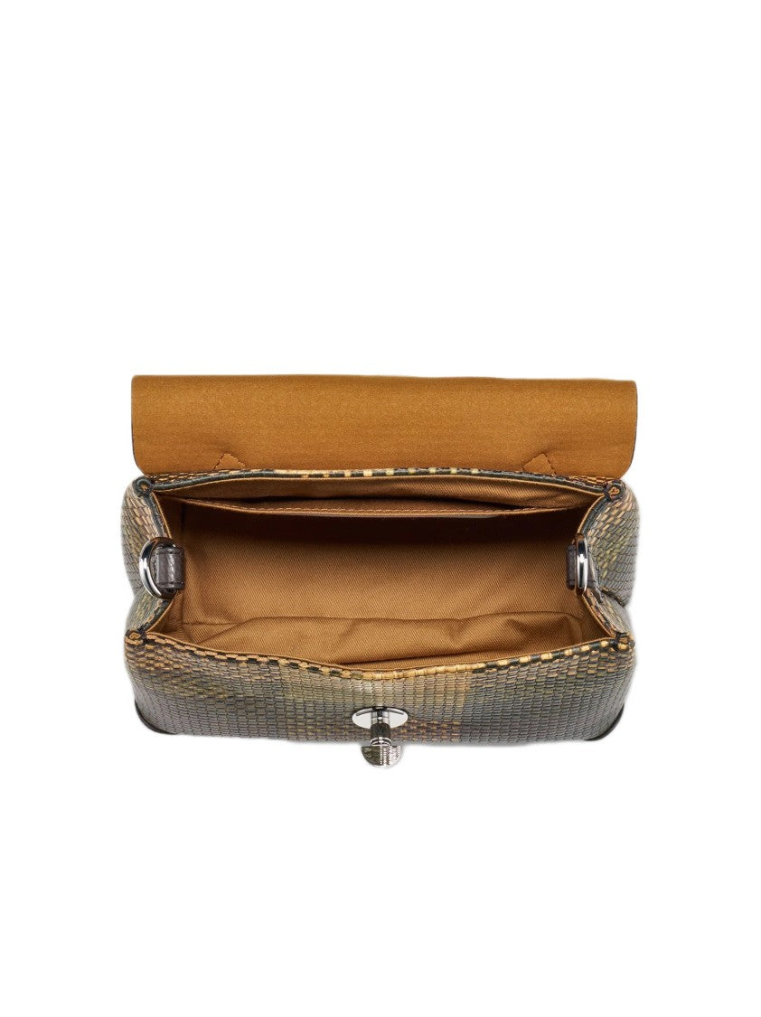 Zanellato Postina® Baby Bag In Printed Leather, Green Prunno