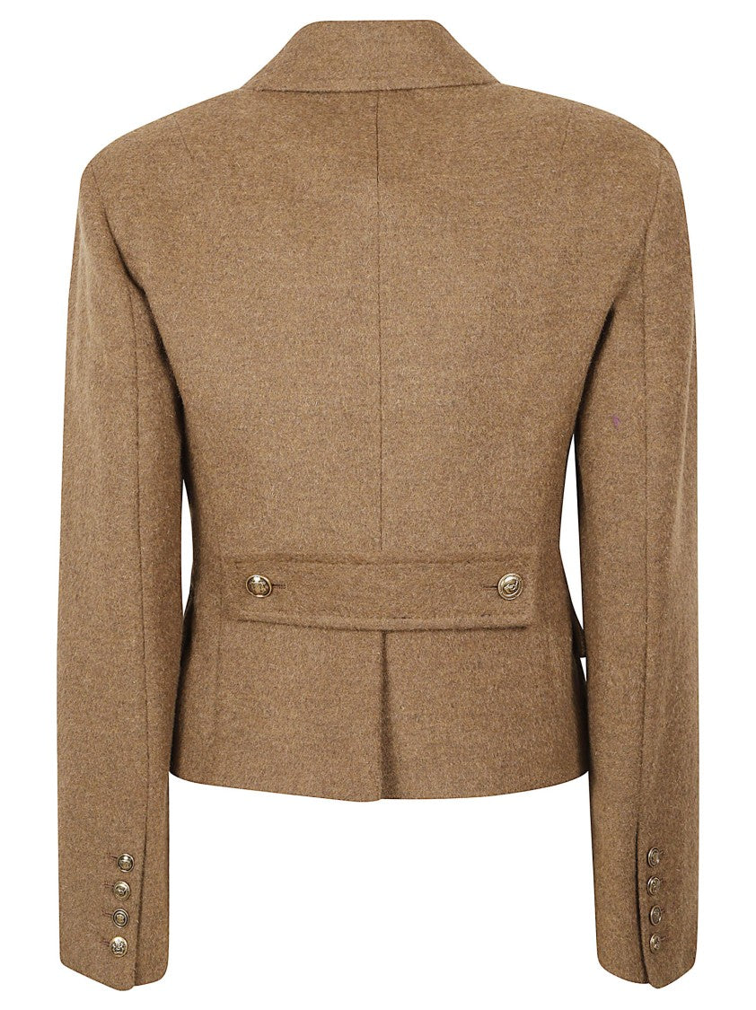 Ermanno Scervino Cropped Double-Breasted Jacket With Structured Shoulders And Textured Finish