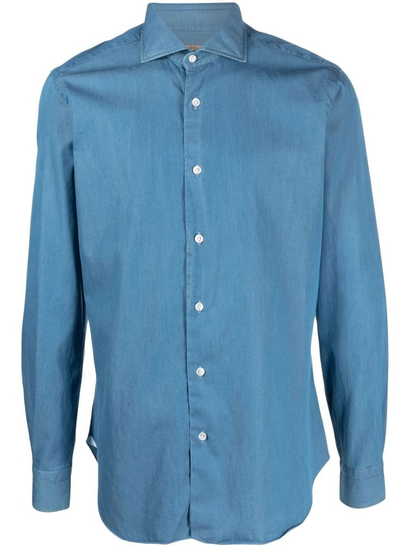 Barba Light Blue Cotton Shirt With Classic Collar