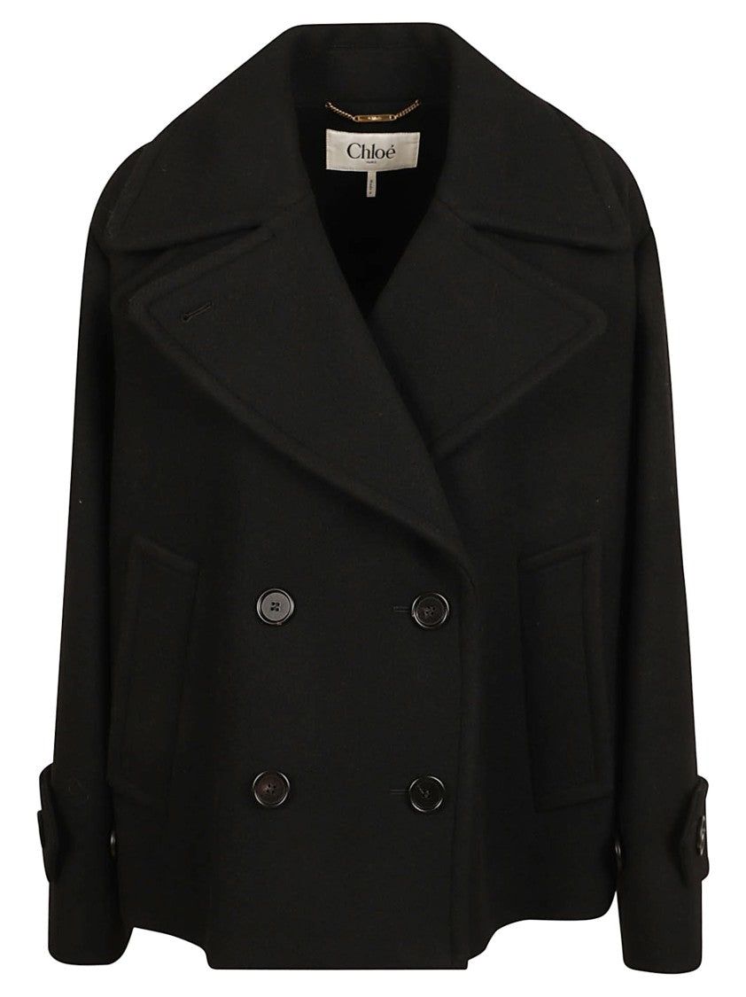 Chloé Oversized Wool Coat With Engraved Horn Buttons