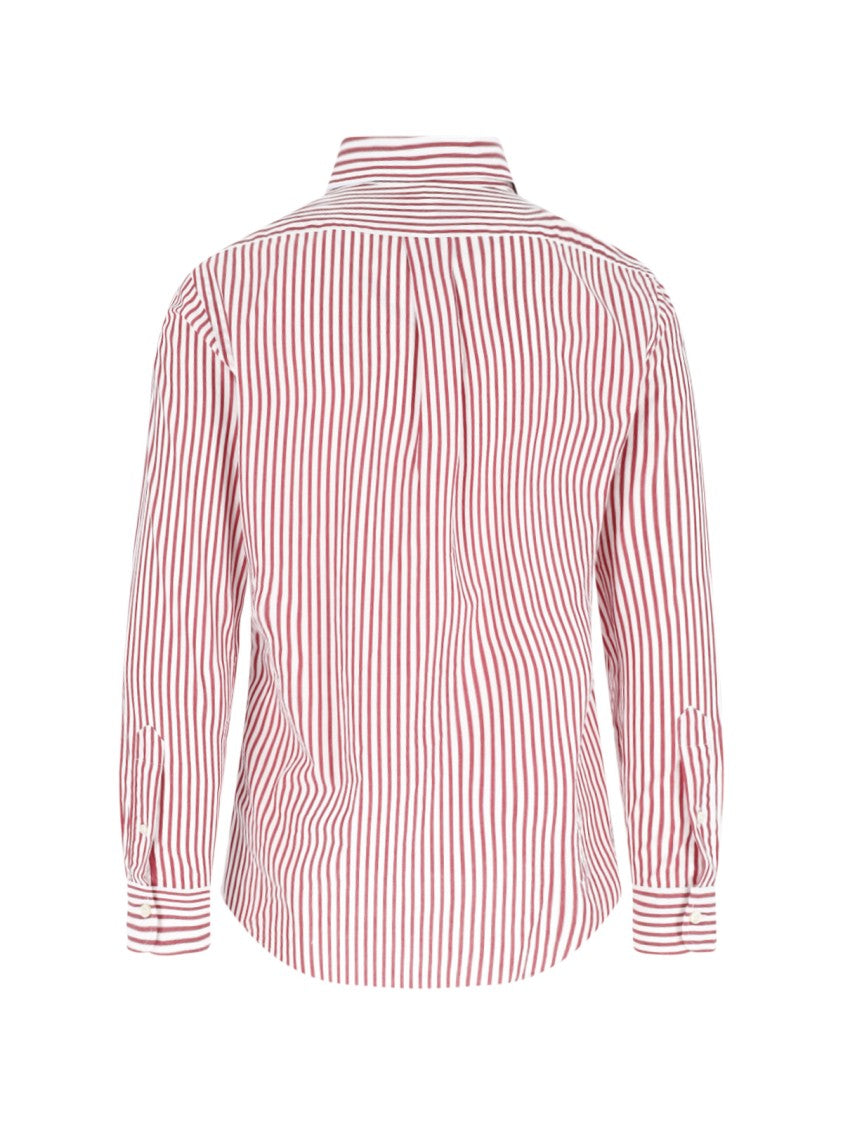 Polo Ralph Lauren Red/White Striped Button-Down Cotton Shirt