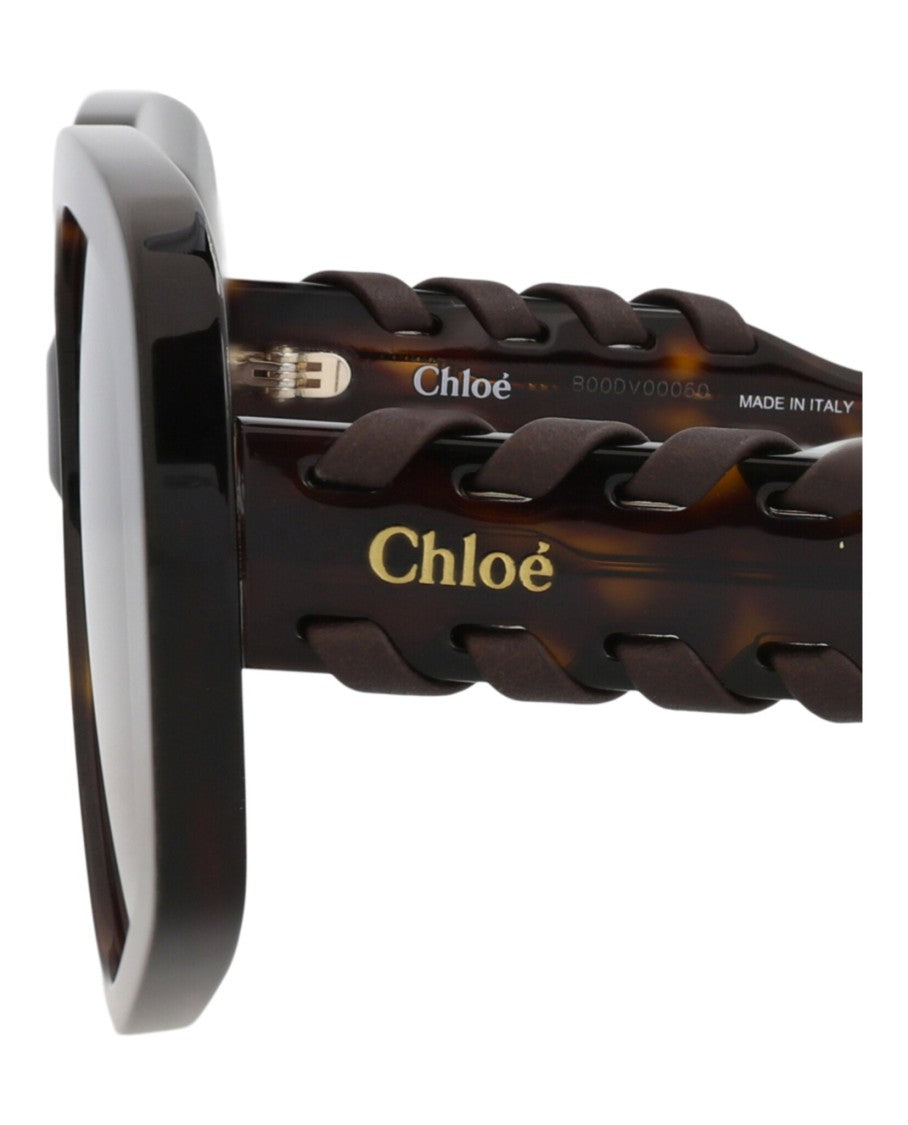 Chloé Square-Frame Sunglasses With Braided Temples And Gradient Lenses