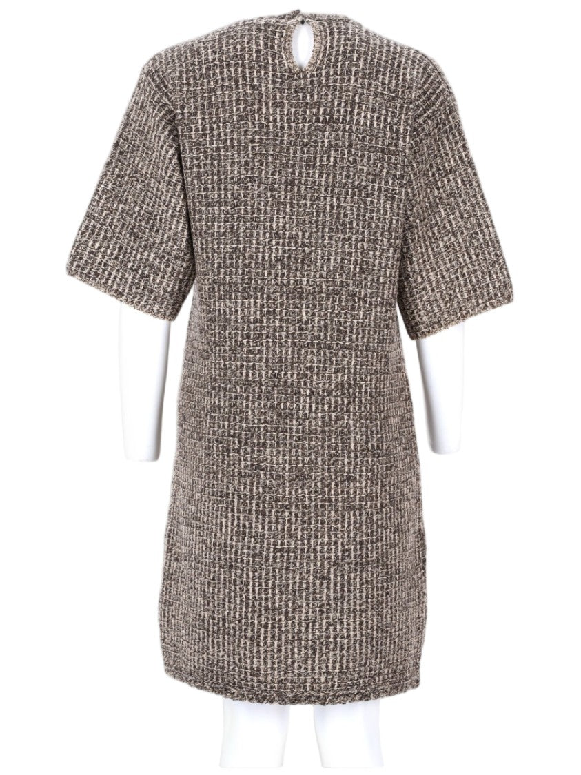 Fabiana Filippi Straight-Cut Short-Sleeved Tweed Dress With Keyhole Closure