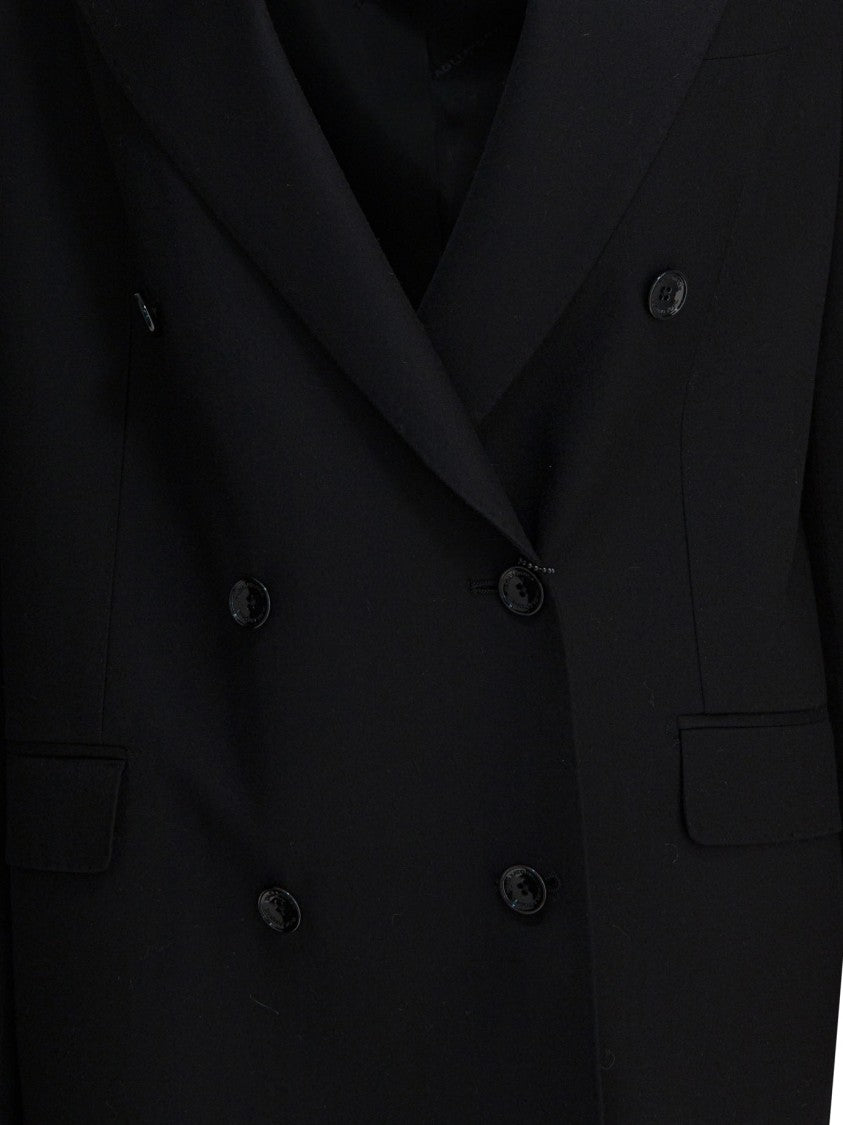 Tagliatore Double-Breasted Cupro Jacket With Notch Lapels