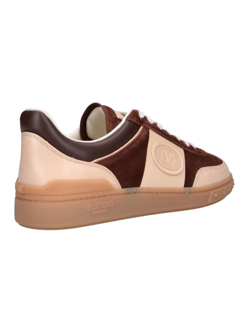 Valentino Garavani Brown Upvillage Contrast Detail Leather Sneakers
