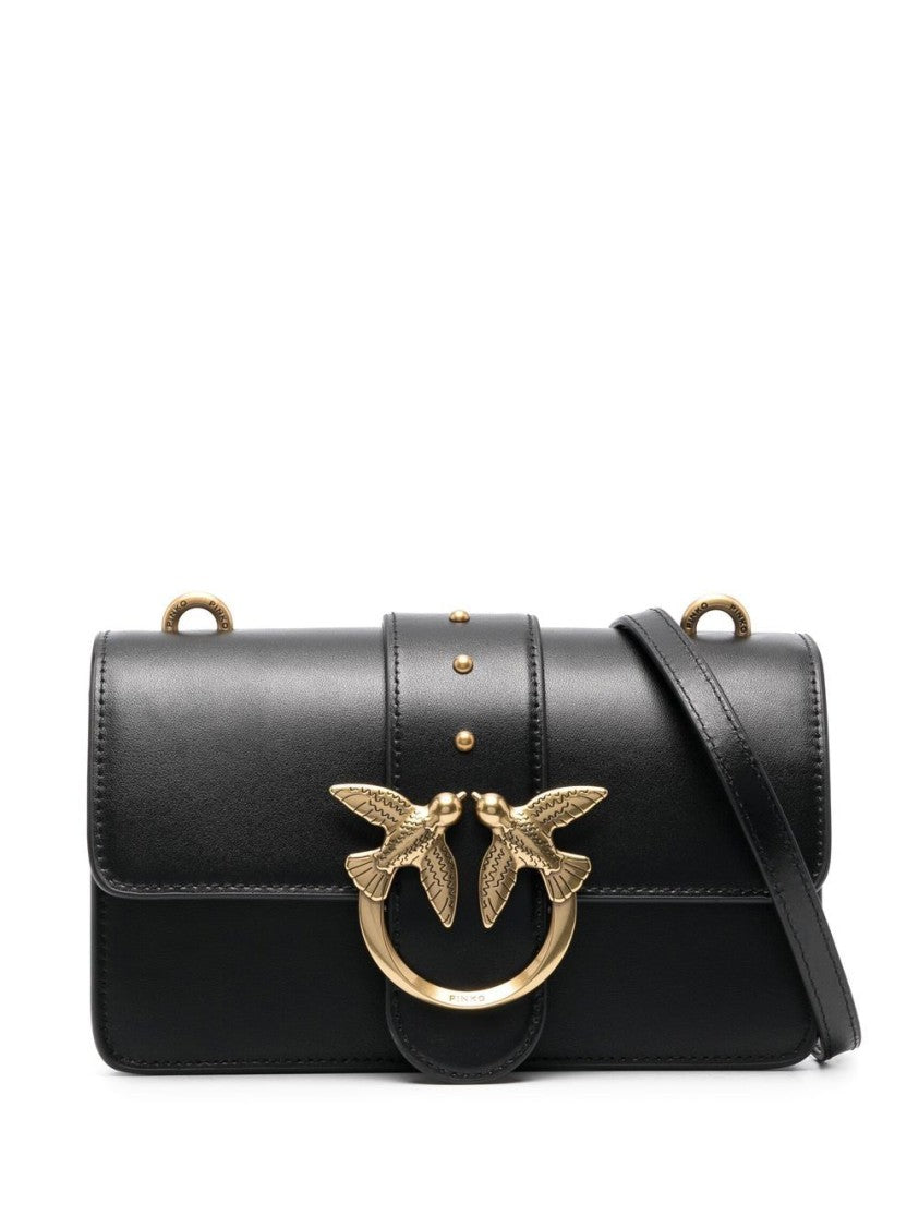 Pinko Jet Black Calf Leather Bag