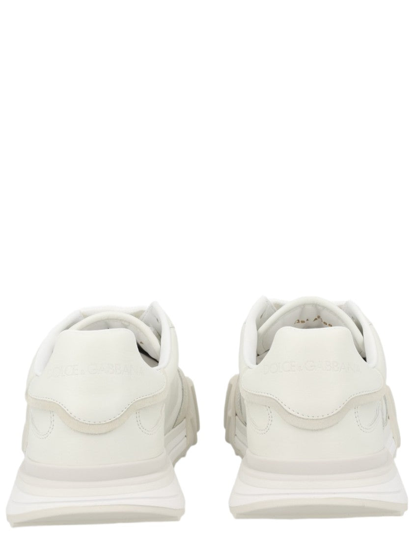 Dolce & Gabbana White Minimalist Leather Chunky Sole Sneakers