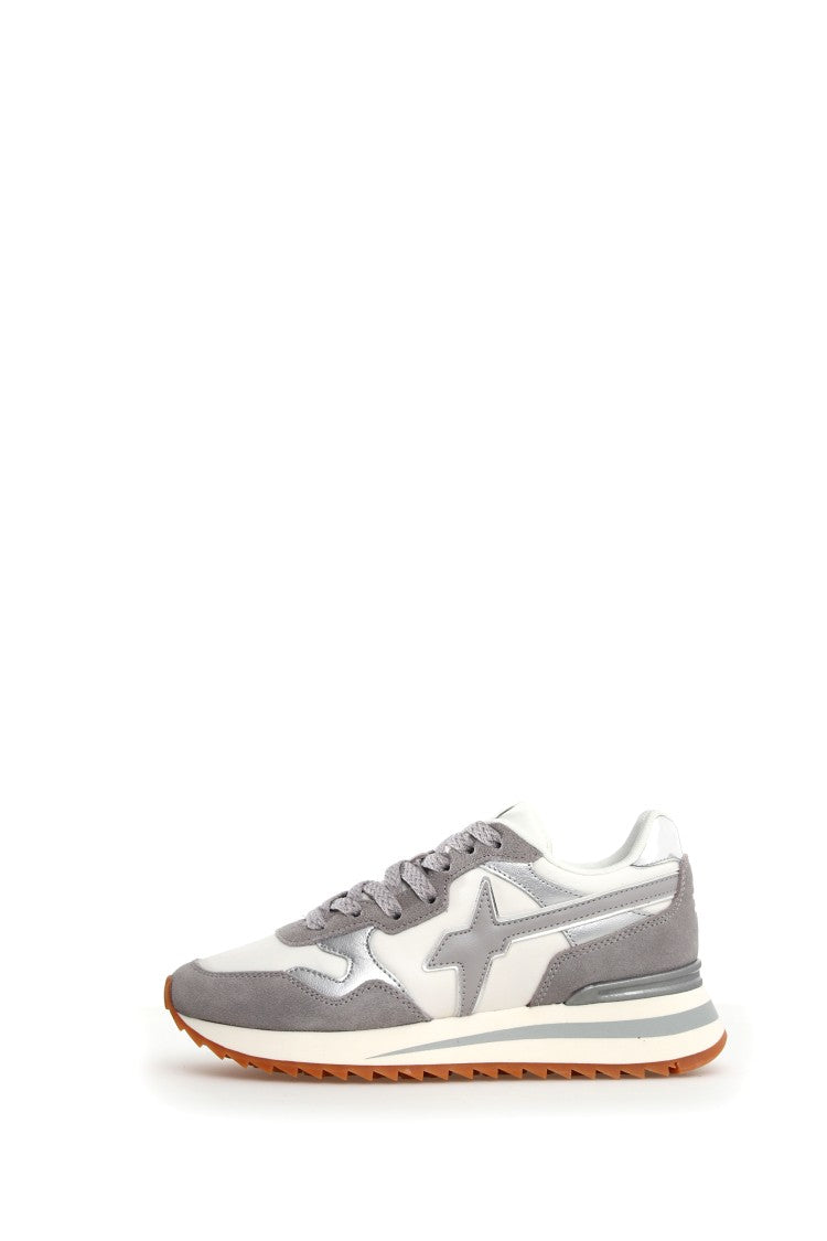 W6yz Grey Technical Fabric Sneakers Animal Print
