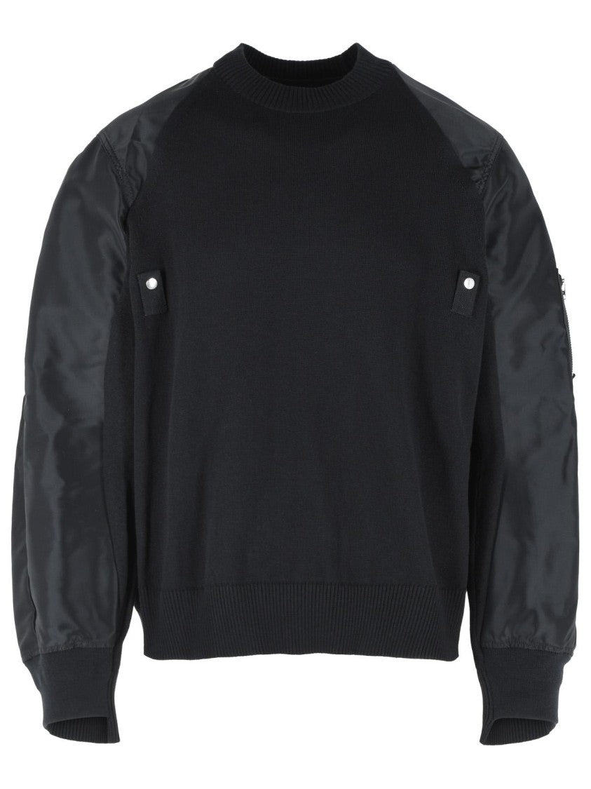 Sacai Black Cotton Blend Sweater