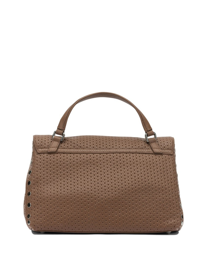 Zanellato Structured Perforated Leather Handbag With Silver-Tone Details