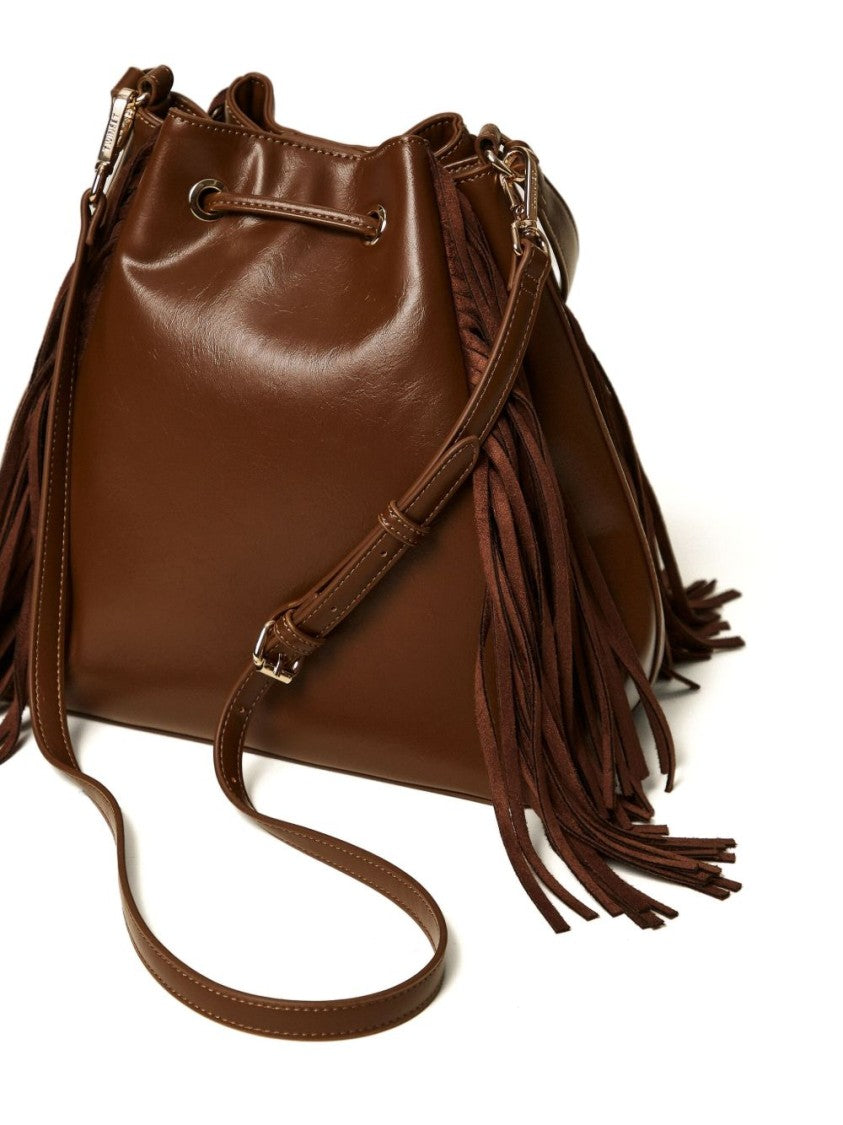 Twin-Set Medium Bucket Bag With Fringe Details