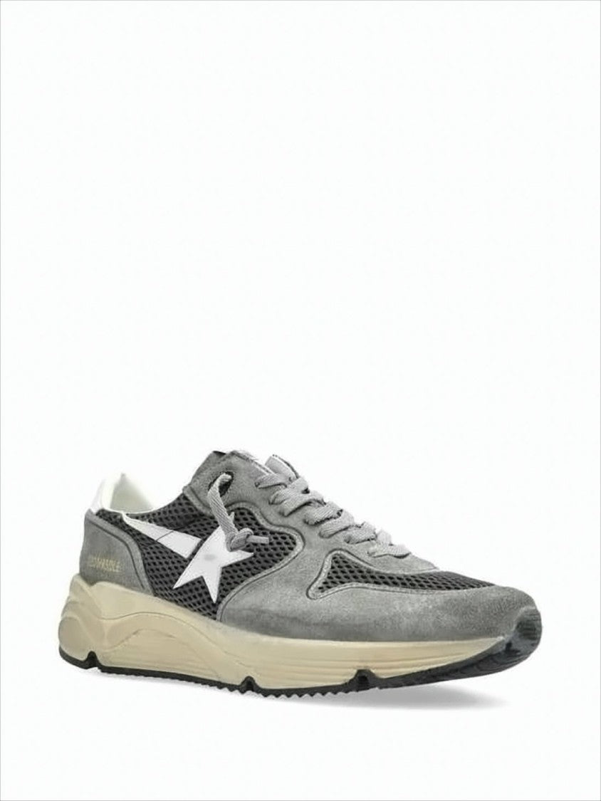 Golden Goose Suede And Mesh Sneakers With Beige Rubber Sole