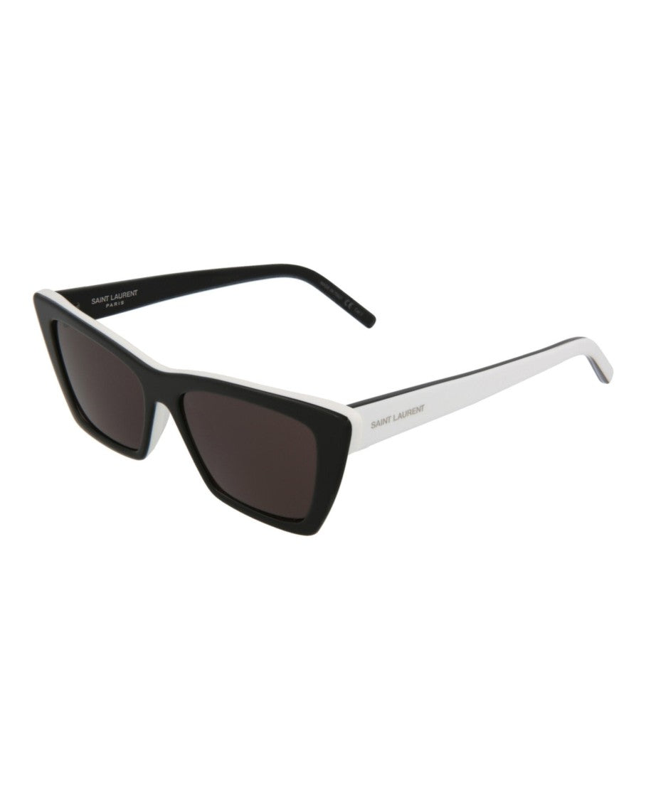 Saint Laurent Cat-Eye Acetate Sunglasses With Bold Black Front And Contrasting White Temples