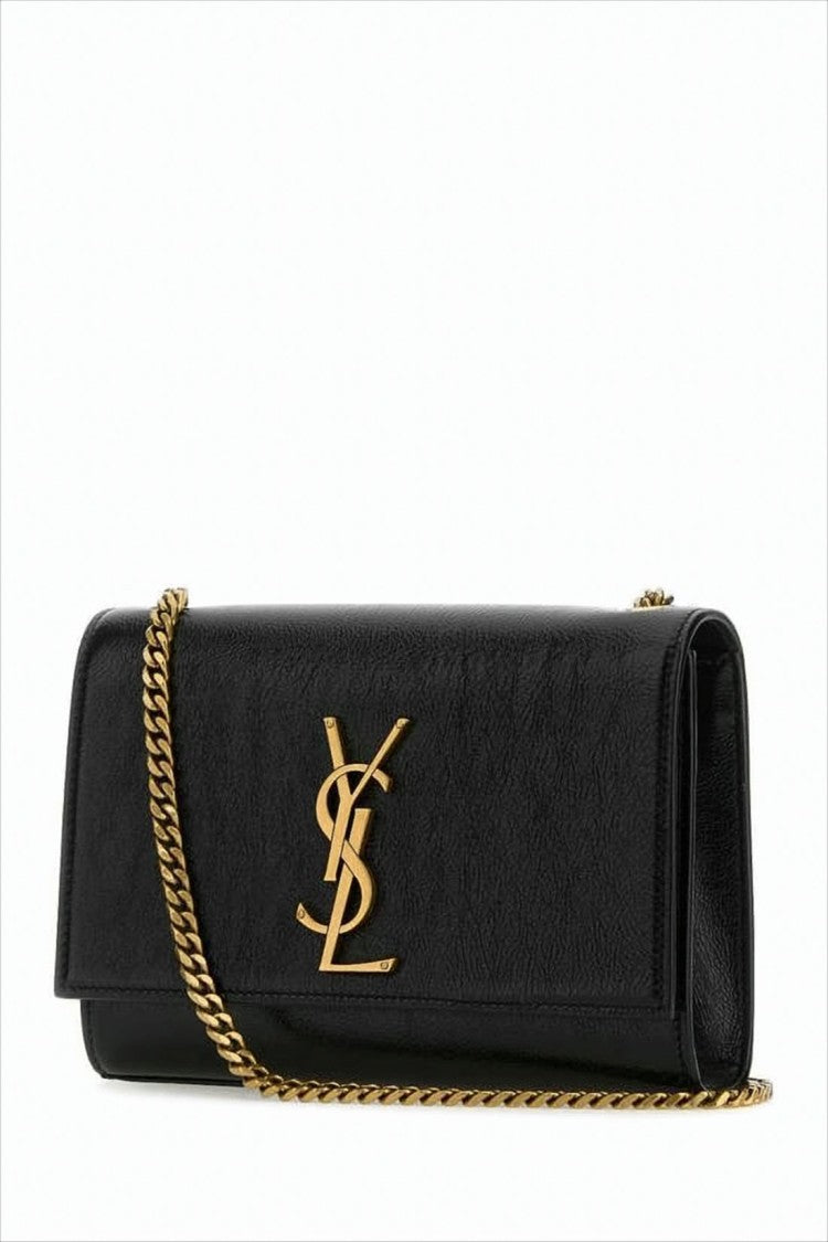 Saint Laurent Rectangular Shoulder Bag With Gold-Tone Interlocking Logo