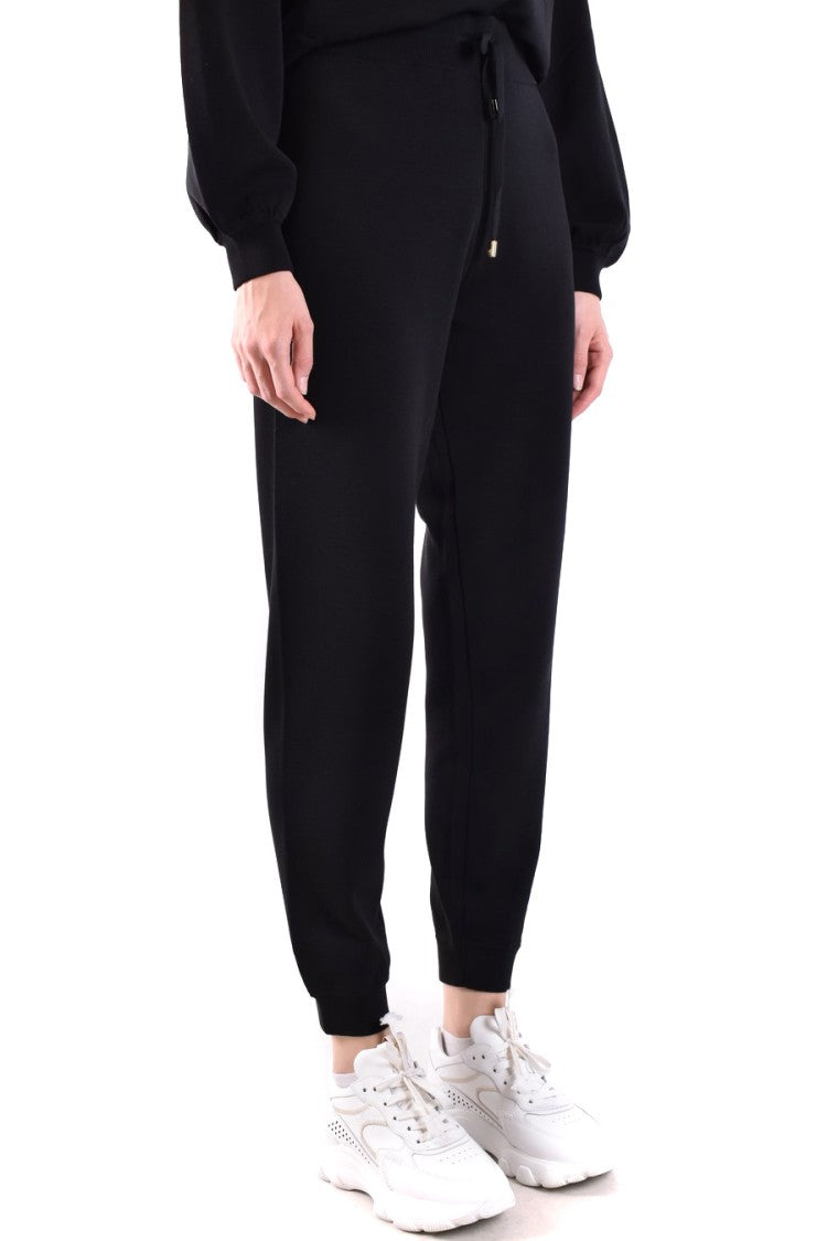Pinko Cropped Black Trousers Tapered Drawstring Waistband