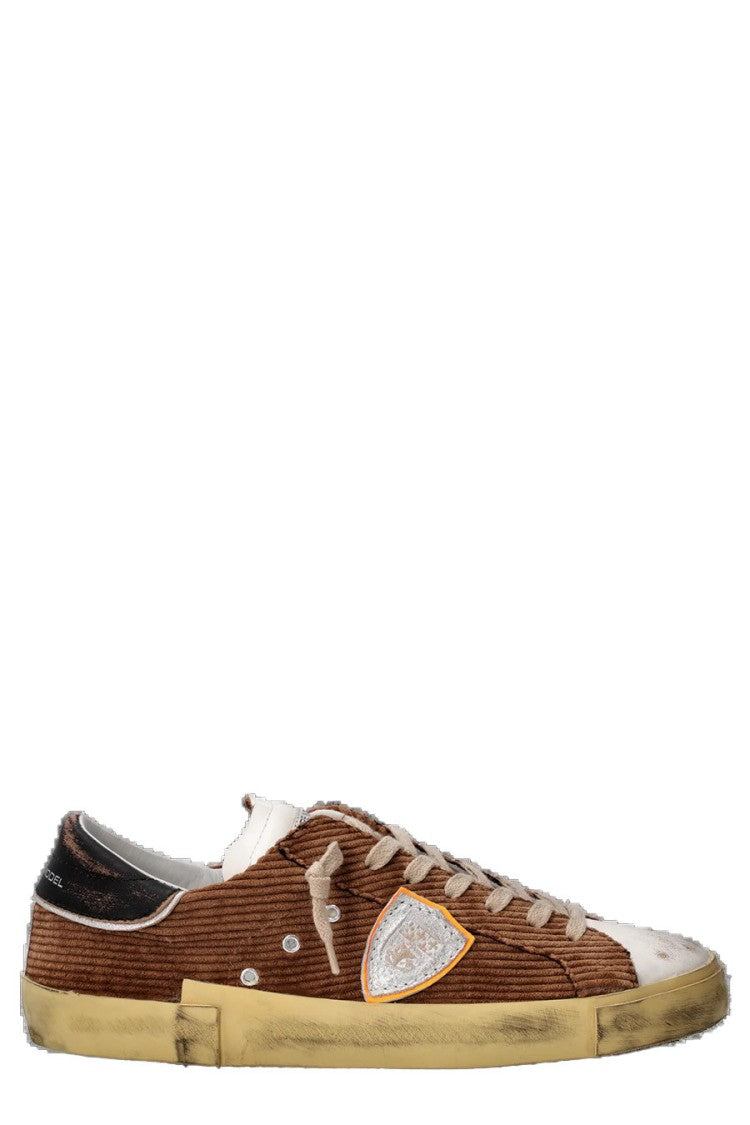 Philippe Model Brown Vintage Effect Aged Sole Velvet Sneakers