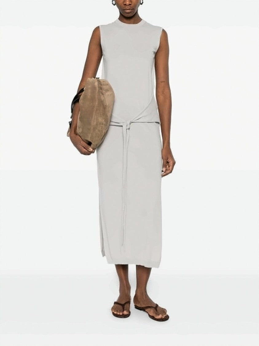 Lemaire Sleeveless Grey Midi Dress With Fabric Belt