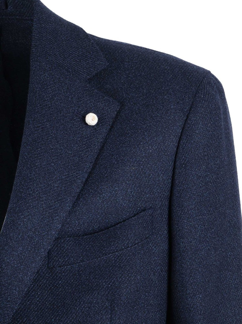 Luigi Bianchi Tailored Navy Blue Jacket With Classic Two-Button Closure